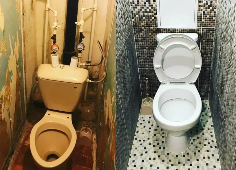 WC Renovierung vorher nachher